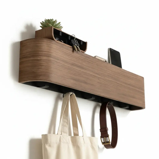 Estante organizador de pared con ganchos
