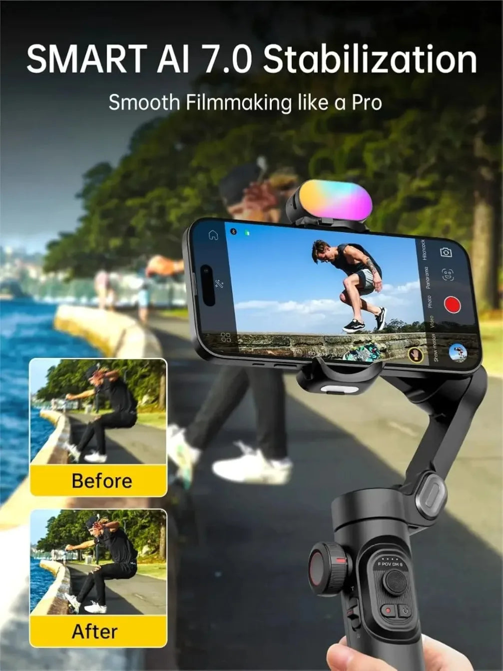 Folding Handheld Gimbal Smart XE 3-Axis Phone Gimbal Stabilizer with Focus Wheel for Ios Android Iphone 16-12 Vlog Stabilizer
