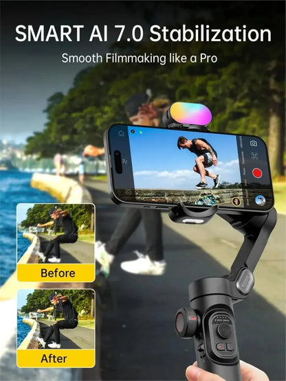 Folding Handheld Gimbal Smart XE 3-Axis Phone Gimbal Stabilizer with Focus Wheel for Ios Android Iphone 16-12 Vlog Stabilizer